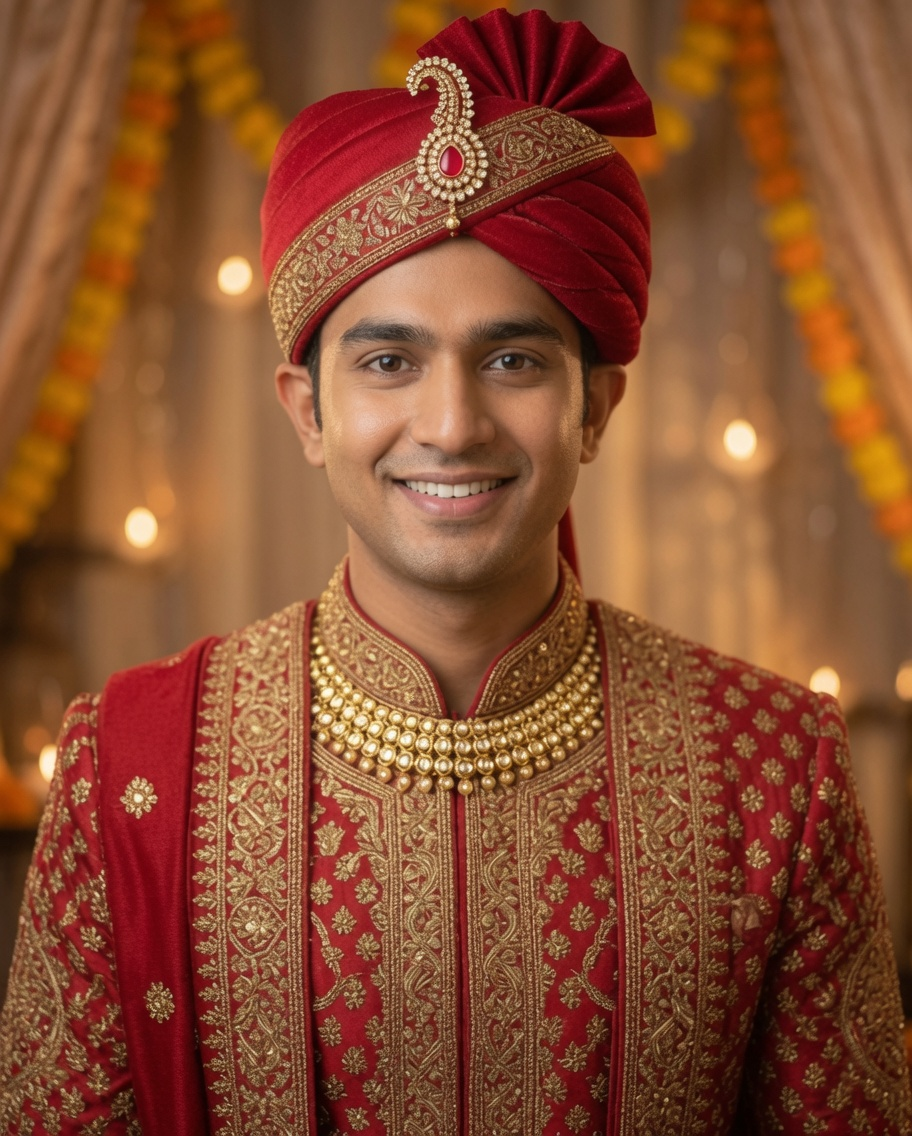 A Raika community member in traditional groom attire